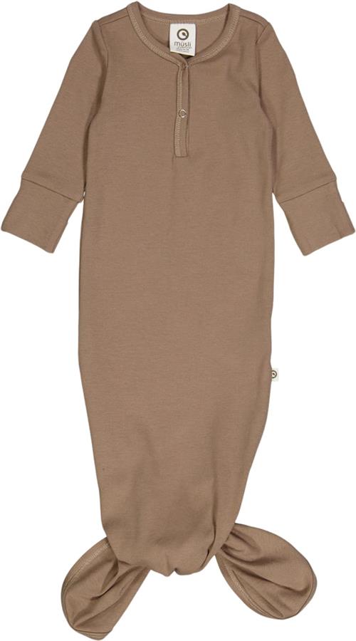 Se Müsli by Green Cotton Rib l/s Knot Gown Str 68 - Walnut Heldragter Bomuld hos Magasin ved Magasin