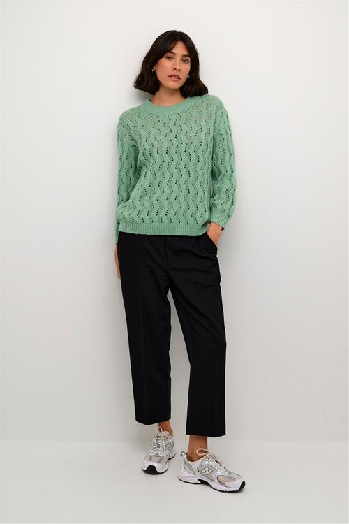 Se Kaffe Kalena Knit Pullover Kvinde Granite Green Sweaters Str L - hos Magasin ved Magasin