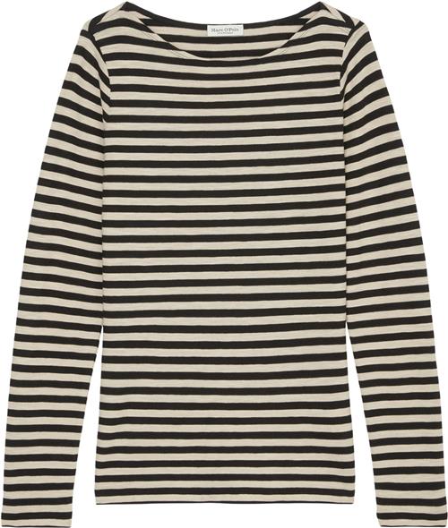 Marc O’Polo Tshirt, Long Sleeve, Boat Neck, st Kvinde Multi/ Black Langærmede T-shirts Str XS - hos Magasin