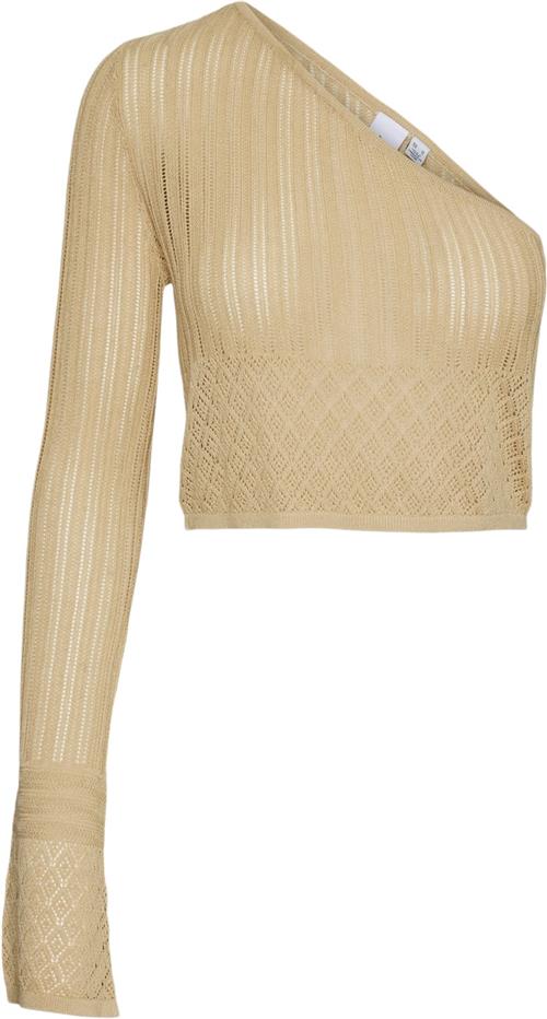 Something New Snrayee OFF Shoulder Knit Crop TOP Kvinde Marzipan Sweaters Str L - hos Magasin