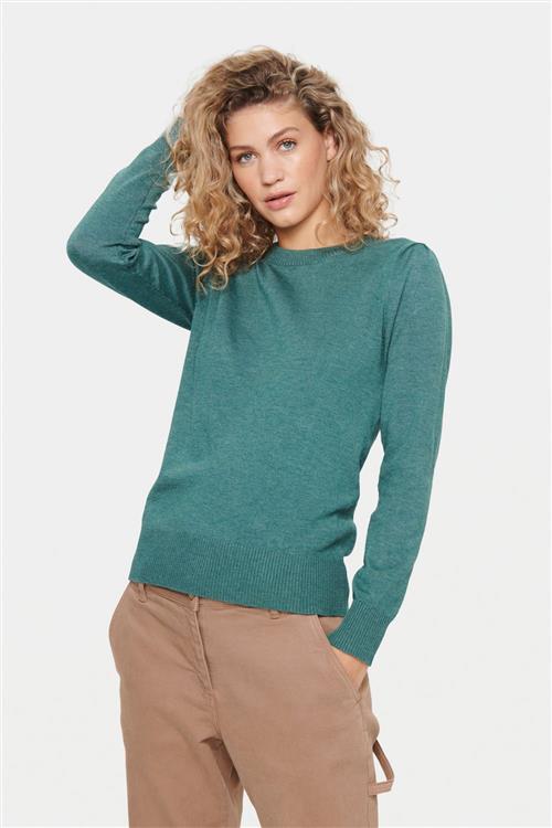 Saint Tropez Milasz Pullover Kvinde Sagebrush Green Melange Sweaters Regular Fit Str XS - hos Magasin