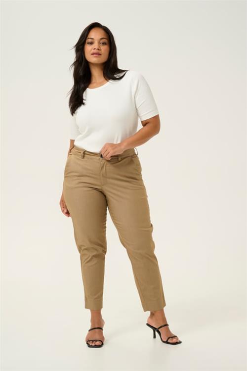 Kaffe Curve Kcleana Chino 7/8 Pants Kvinde Petrified Oak Bukser Med Smalle Ben Str 50 - hos Magasin