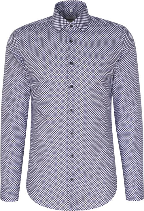 Seidensticker Business Shirt Slim Long Sleeve Kentcollar Print Mand Brown Langærmede Skjorter Slim Fit Str 44 - Bomuld hos Magasin