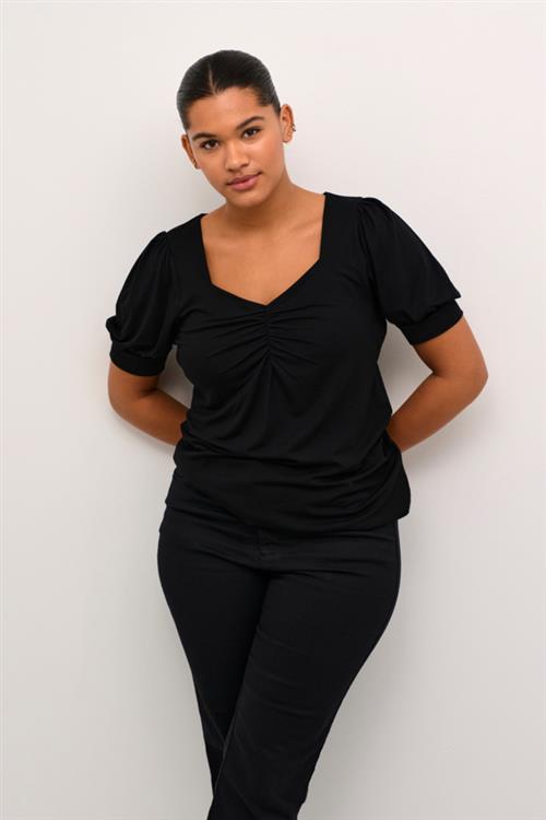 Se Kaffe Curve Kcsissy Blouse Kvinde Black Deep Kortærmede T-shirts Str S - hos Magasin ved Magasin