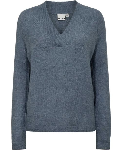 Se ICHI Ihkamara V LS Kvinde Blue Mirage Sweaters Regular Fit Str L - hos Magasin ved Magasin