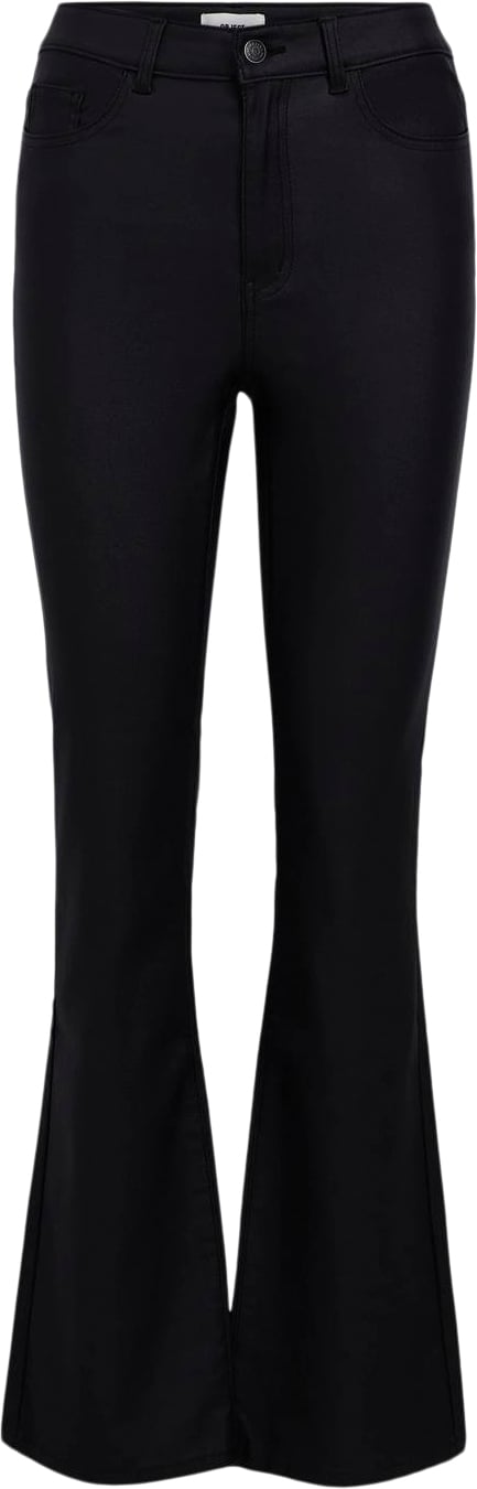 Object Objbelle Coated MW Flared Pant DIV Kvinde Black Bukser Str XS - hos Magasin