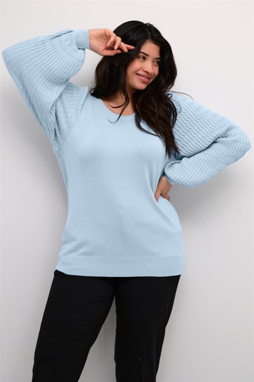 Se Kaffe Curve Kclini Knit Pullover Kvinde Celestial Blue Sweaters Str S - hos Magasin ved Magasin