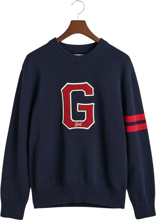 Gant Seasonal G Cneck Mand Evening Blue Sweaters Str L - hos Magasin