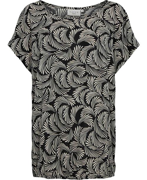 Se Kaffe Curve Kcsonna Stanley Top Kvinde Black Deep/antique White Print Toppe Str 46 - hos Magasin ved Magasin