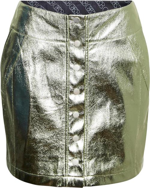 Something New Snriely HW Cracked Mini Skirt STO Kvinde Tarragon/metallic Korte Nederdele Str M - hos Magasin