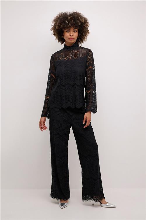 Culture Cuima Lace Blouse Kvinde Black Langærmede Bluser Str S - hos Magasin