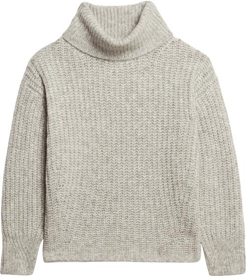 Superdry Brushed RIB Slouch NK Jumper Kvinde Heather Grey Twist Sweaters Str 14/16 - hos Magasin