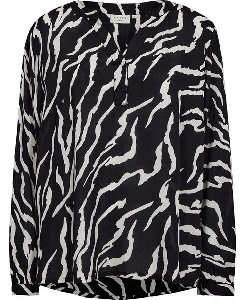 Se Kaffe Curve Kcmirta Tilly Blouse Kvinde Black / Antique Zebra Print Langærmede Bluser Str 46 - hos Magasin ved Magasin