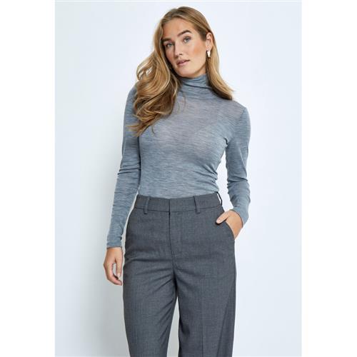 Minus Mscally Roll Neck Long Sleeve Top Kvinde Light Grey Melange Kortærmede T-shirts Str XS - hos Magasin