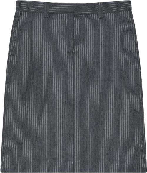 Se 2NDDAY 2ND Lima Pinstripes Kvinde Dark Grey Melange Midi Nederdele Str 42 - hos Magasin ved Magasin