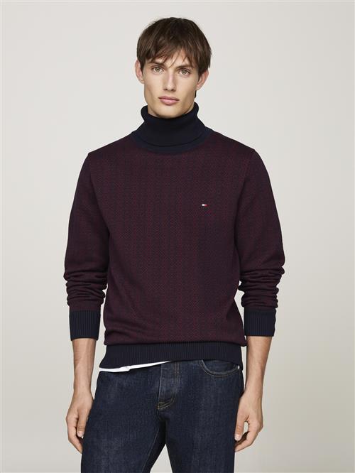 Se Tommy Hilfiger Gifting 2 Tone Fairisle Roll NK Mand Deep Rouge / Desert Sky Turtlenecks Str S - hos Magasin ved Magasin