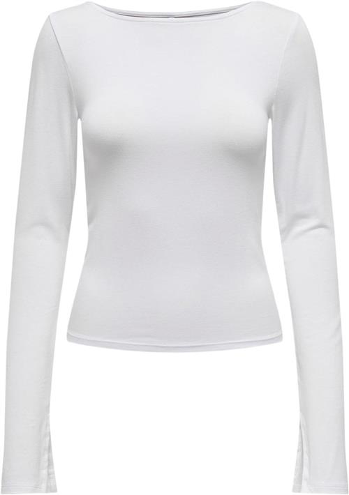 ONLY Onlfelina L/S Boatneck Slit TOP CS Kvinde White Toppe Regular Fit Str XL - hos Magasin