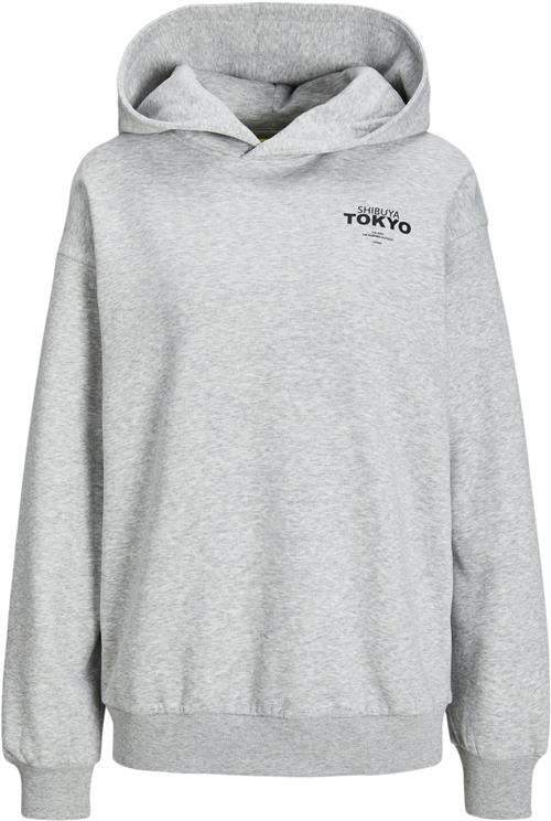 JJXX Jxnelly Loose LS Hood SWT Kvinde Light Grey Melange/tokyo Hættetrøjer Loose Fit Str S - hos Magasin