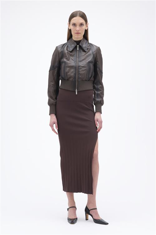 REMAIN Midi Skirt Kvinde Chocolate Plum (Brown) Midi Nederdele Str 40 - hos Magasin