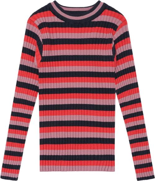 The New Tnlia L_S Knit Pullover Str 110-116 cm/5-6 år - Multi Stripe Strik Polyester hos Magasin