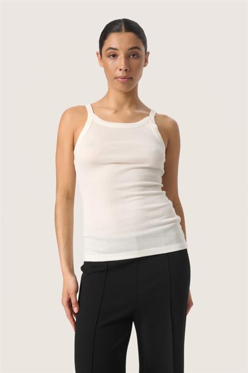 Se Soaked in Luxury Slfauna Tank Top Kvinde Whisper White Toppe Slim Fit Str XS - hos Magasin ved Magasin