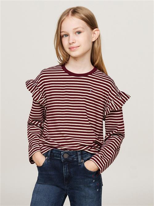 Se Tommy Hilfiger Stripe TEE LS Str 8 - Deep Rouge Stripe Langærmede T-shirts hos Magasin ved Magasin