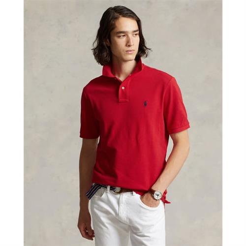 Polo Ralph Lauren Custom Slim Fit Mesh Polo Shirt Mand Rød Kortærmede Poloer Str L - Bomuld hos Magasin