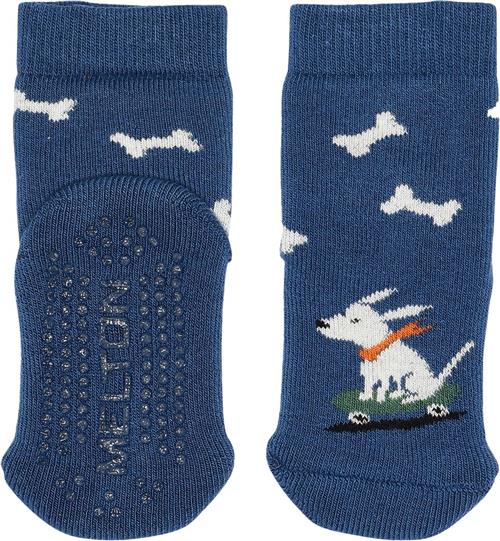 Melton Skating dog Socks Anti-slip Str 23/26 - True Navy Strømper Bomuld hos Magasin