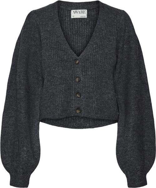 Se Vero Moda Vmmay LS Vneck Knit Cardigan VMA Kvinde Dark Grey Melange Cardigans Str S - hos Magasin ved Magasin