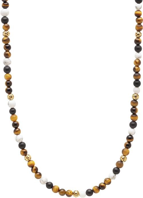 Nialaya Beaded Necklace With Brown Tiger Eye, Howlite, and Onyx ONE SIZE - Halskæder Stål hos Magasin