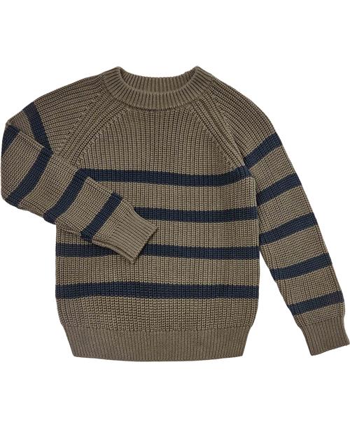 Se BAKITO by Magasin Du Nord Collection BAKITO by Magasin Taylor Pullover Organic Str 2 Beetle / Navy Blazer Stripe Strik Bomuld ved Magasin