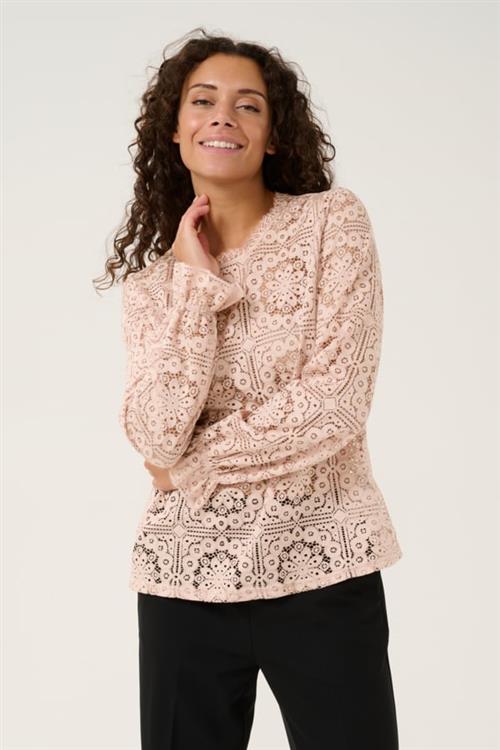 Cream Crtiley Lace Blouse Kvinde Burnished Lilac Langærmede Bluser Str 46 - hos Magasin