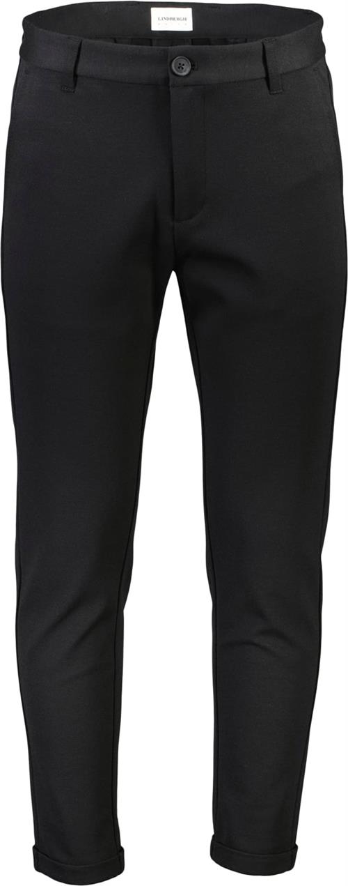 Lindbergh Cropped Bukser m. Stretch Mand Sort Chinos Str XS - hos Magasin