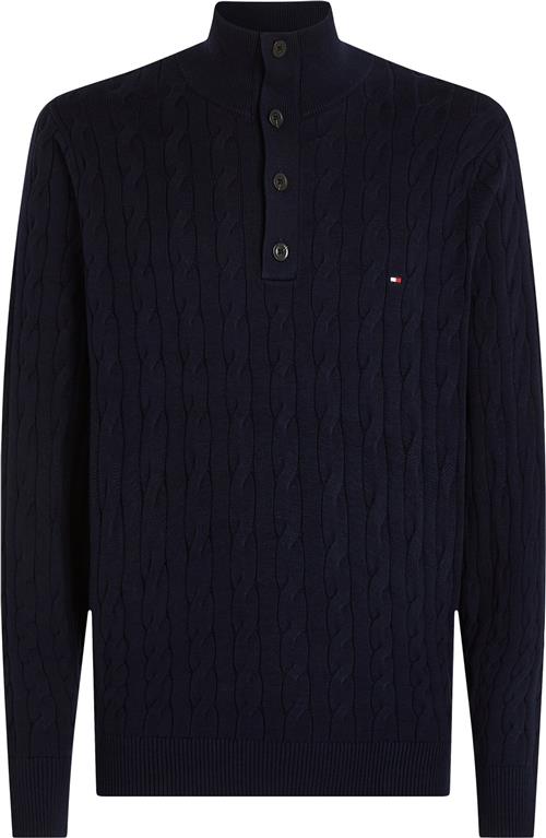 Tommy Hilfiger Classic Cotton Cable Bttn Mock Mand Desert Sky Sweatshirts Str S - hos Magasin