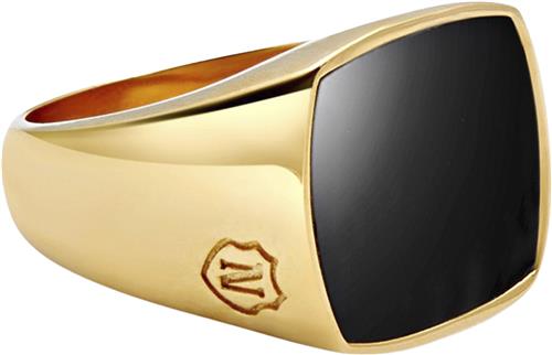 Nialaya Men's Gold Plated Signet Ring With Onyx 11 - Ringe hos Magasin