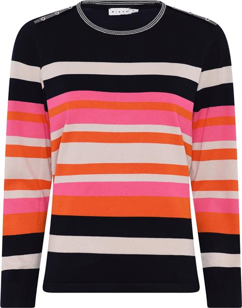 Micha Bbjumper_Bbautumnviscstripekni Kvinde Navy/orang Sweaters Str L - hos Magasin