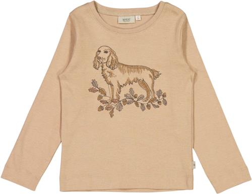 Wheat Tshirt Broderet Hund Str 116 cm / 6 år - Affogato Langærmede T-shirts Bomuld hos Magasin