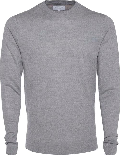 Lindbergh Merino Strik med Rund Hals Mand Lt Grey Mix Sweaters Slim Fit Str XL Merino - hos Magasin