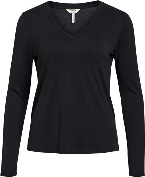 Se Object Objannie RE L/S Vneck TOP Noos Kvinde Black Langærmede T-shirts Str XS - hos Magasin ved Magasin