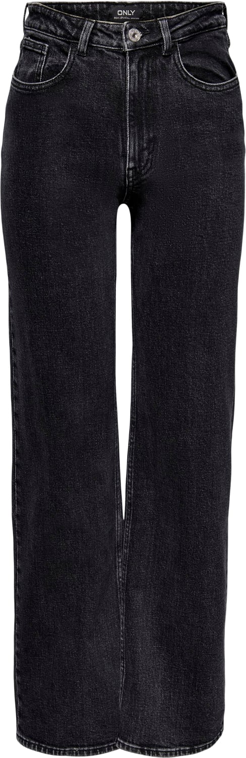 Se ONLY Onljuicy Life HW Wide LEG Nas244 NO Kvinde Black Denim/nas244 Wide Jeans Str "33/""32" - Bomuld hos Magasin ved Magasin