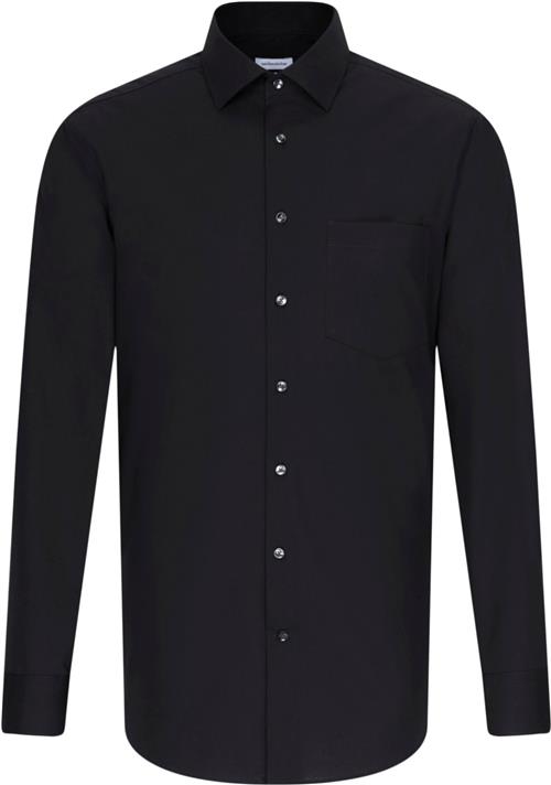 Seidensticker Business Shirt Regular Long Sleeve Kentcollar Uni Mand Black Langærmede Skjorter Regular Fit Str 40 - hos Magasin