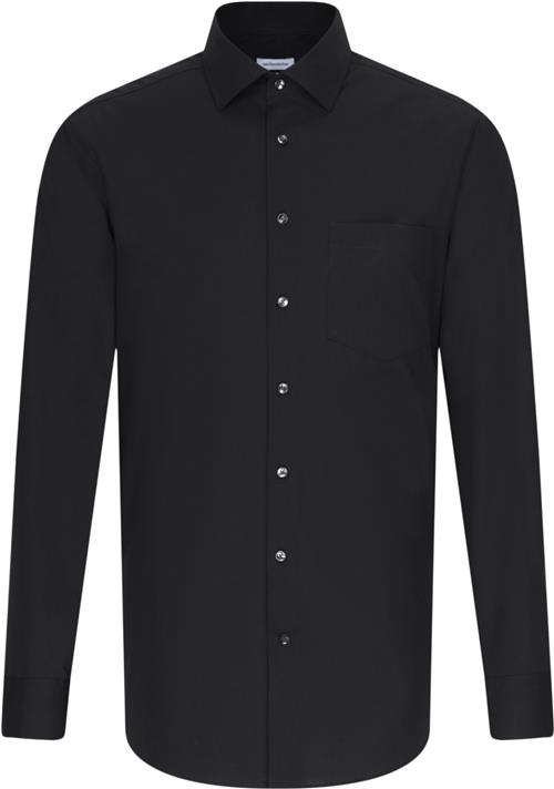 Seidensticker Business Shirt Regular Long Sleeve Kentcollar Uni Mand Black Langærmede Skjorter Regular Fit Str 38 - hos Magasin