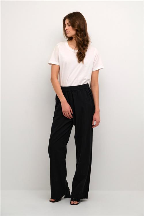 Kaffe Kanaya Wide Pants Kvinde Black Deep Bukser Med Brede Ben Relaxed Fit Str 40 - hos Magasin