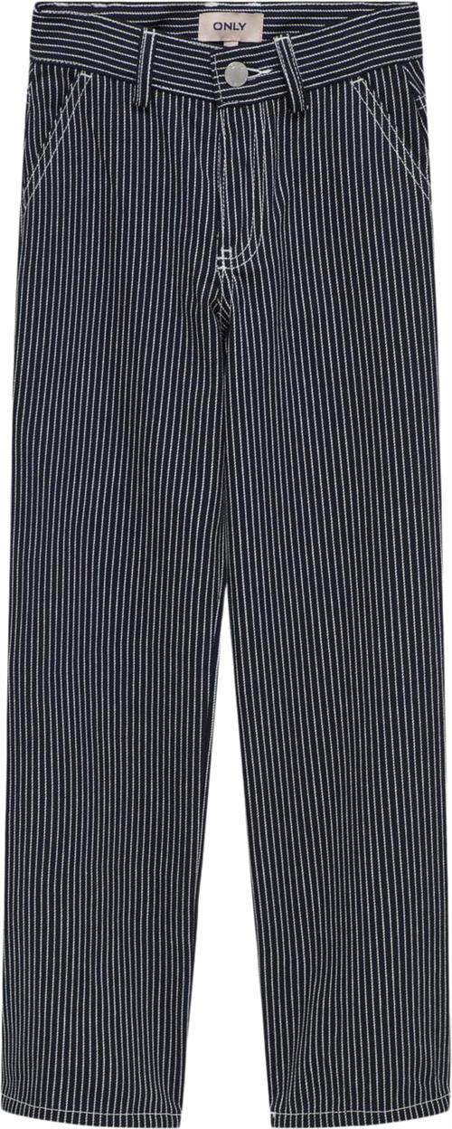 ONLY Kogmerle Straight Stripe Pant PNT Str 152 - Night Sky/white Bukser hos Magasin