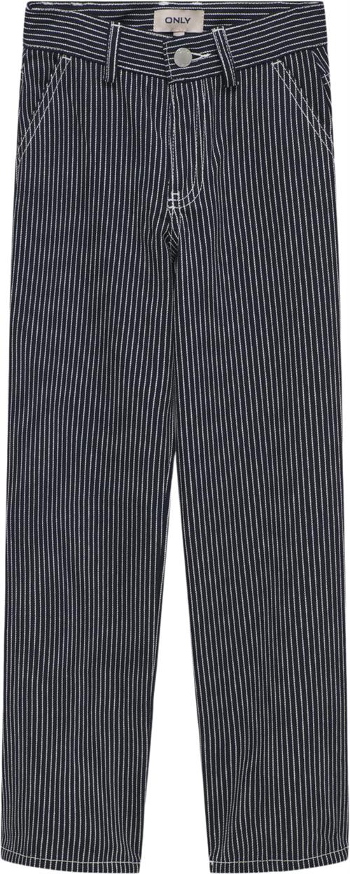 Se ONLY Kogmerle Straight Stripe Pant PNT Str 146 - Night Sky/white Bukser hos Magasin ved Magasin