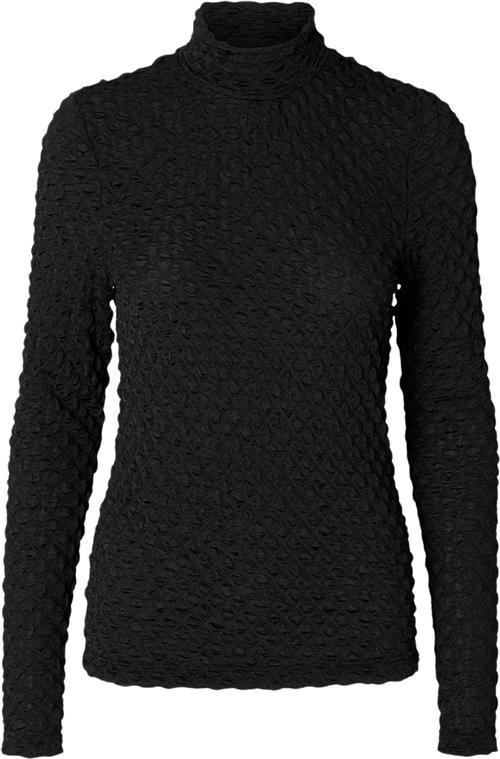 Se Selected Femme Slftimmi LS High Neck Structure TOP Kvinde Sort Toppe Slim Fit Str L - hos Magasin ved Magasin