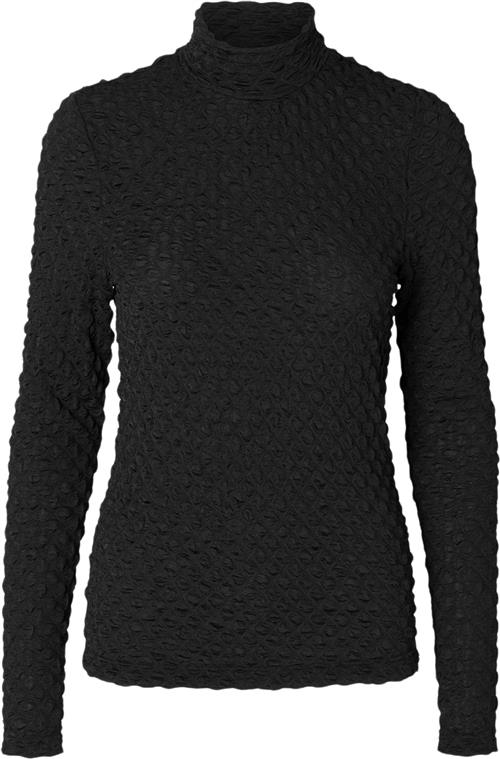 Se Selected Femme Slftimmi LS High Neck Structure TOP Kvinde Sort Toppe Slim Fit Str M - hos Magasin ved Magasin