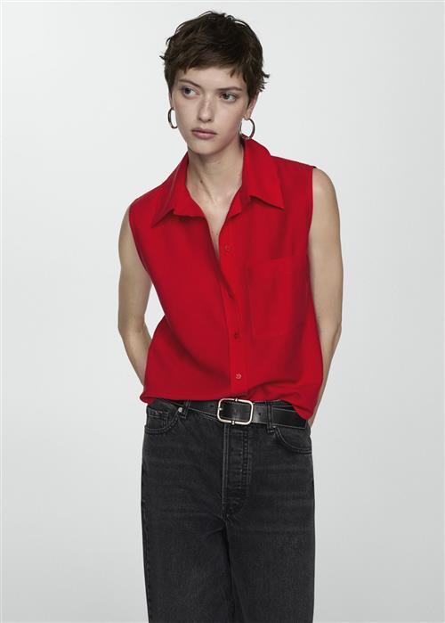 MANGO Lyocell Sleeveless Shirt Kvinde Red Skjorter Str M - hos Magasin