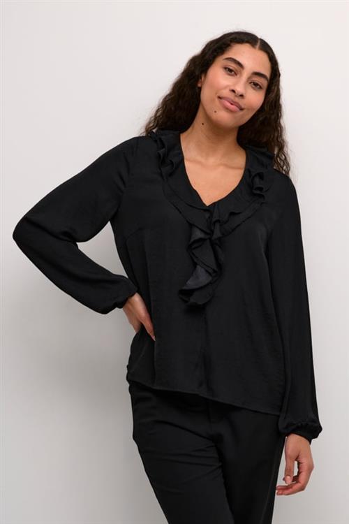 Kaffe Kacassie Blouse Kvinde Black Deep Langærmede Bluser Str 44 - hos Magasin