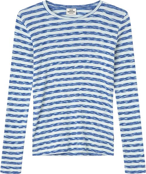 Mads Nørgaard - Copenhagen 2x2 Cotton Stripe Talino Tee L/S Str 16 - 2x2 Stripe Multi Blue Langærmede T-shirts hos Magasin